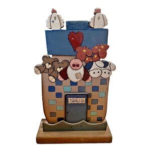 NOAH'S ARK Noah & Co Standing Plaque Wood Picture Folk Retro Country 11.5 x. 6.5